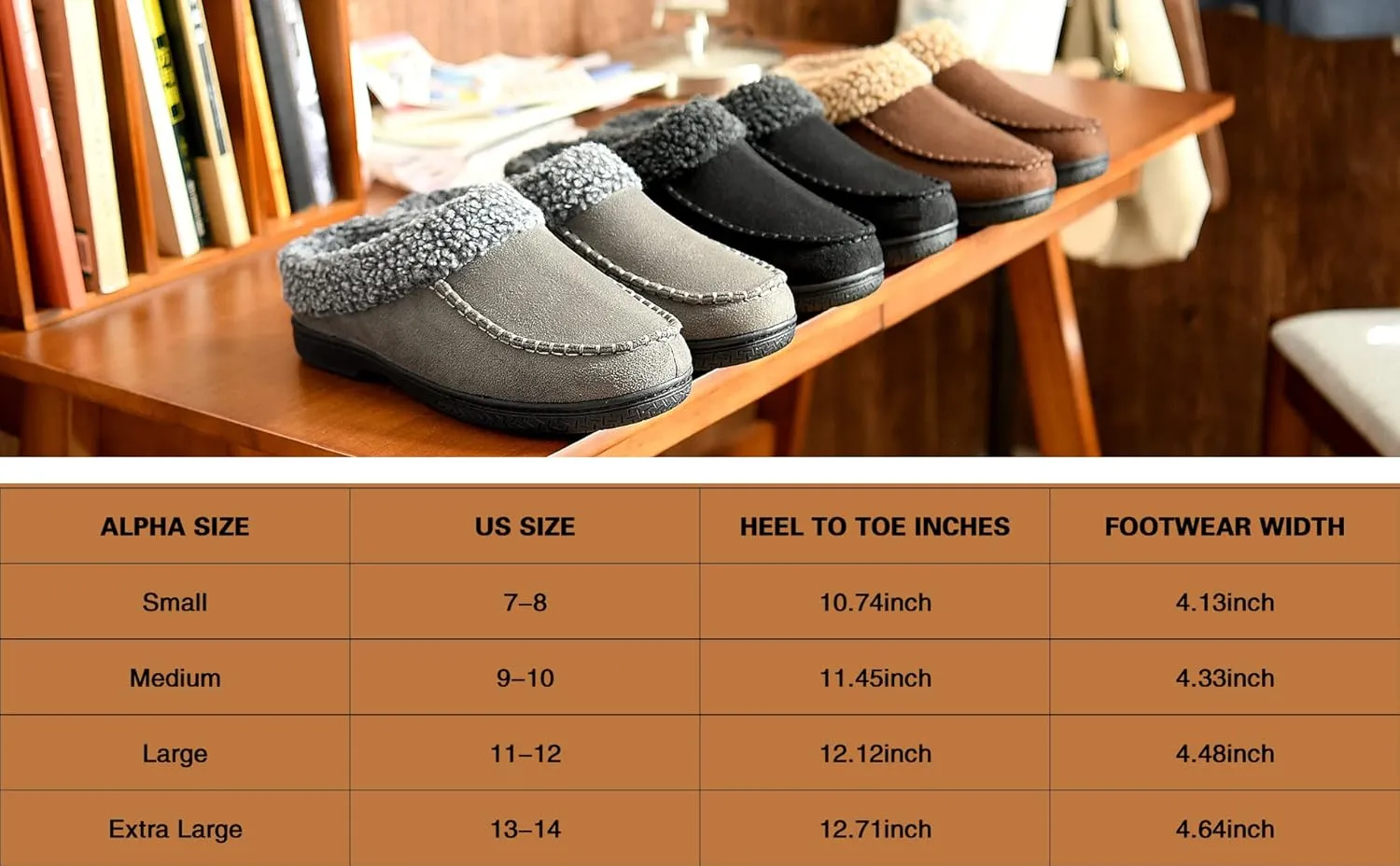 DL Warm House Cozy Wool-Like Mens Slippers - Memory Foam, Indoor/Outdoor, Non-Slip, Breathable Suede Moccasin Size