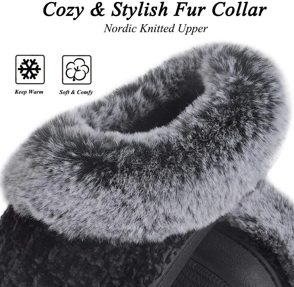 DL Women's Memory Foam Moccasin Slippers Micro Suede with Breathable Faux Fur Lining Slip On House Shoes Micro Indoor & Outdoor