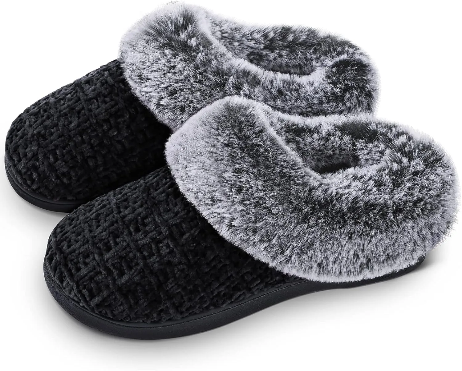 DL Women's Memory Foam Moccasin Slippers Micro Suede with Breathable Faux Fur Lining Slip On House Shoes Micro Indoor & Outdoor