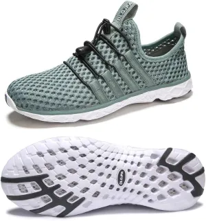 DLGJPA Men's Lightweight Quick Drying Water Shoes for Beach or Water Sports Slip On Walking Shoes Green 10