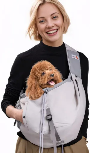 Dog Carrier Sling,Dog Carriers for Small Dogs & Cats Under 15 lbs,Puppy Carrying Backpack Pet Purse with Pockets,Adjustable Shoulder Strap,Hands Free for Travel (Grey)