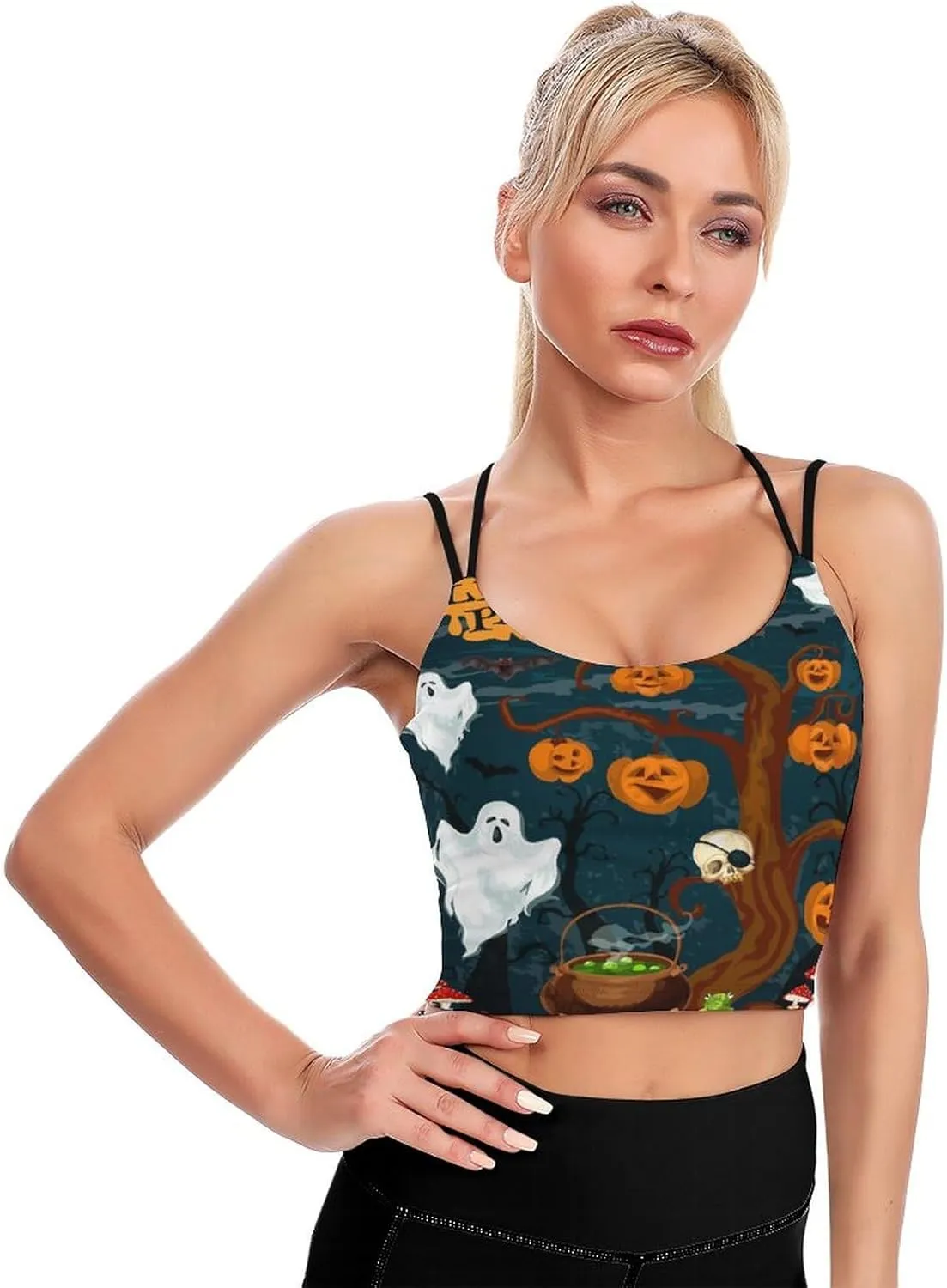 Donnapink Women Sports Bra, Crisscross Back Padded Camisole Tank Top Shirts (S-2XL)
