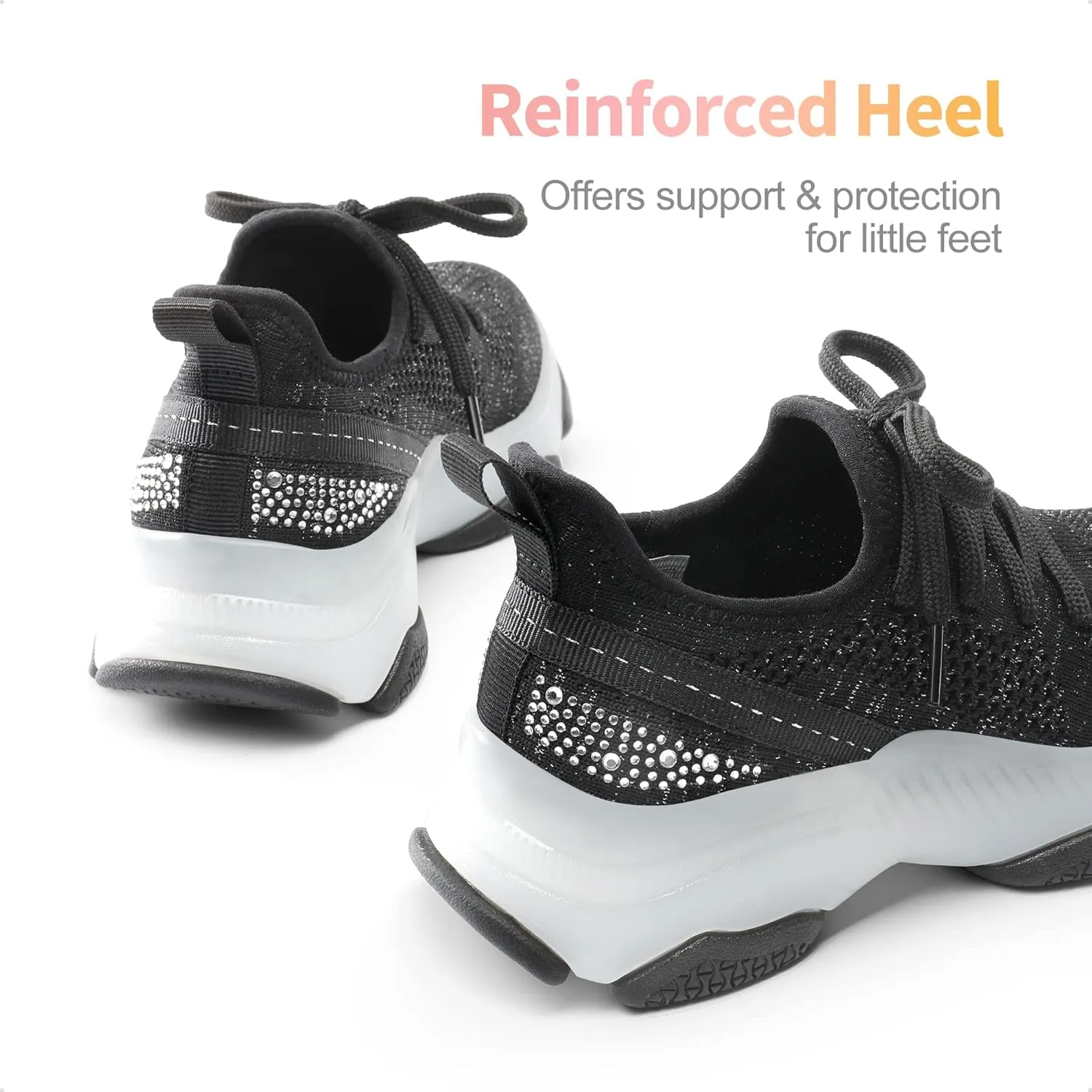 DREAM PAIRS Girls Slip-On Sneakers Kids Sparkle Pop Lightweight Jelly Sole Walking Shoes