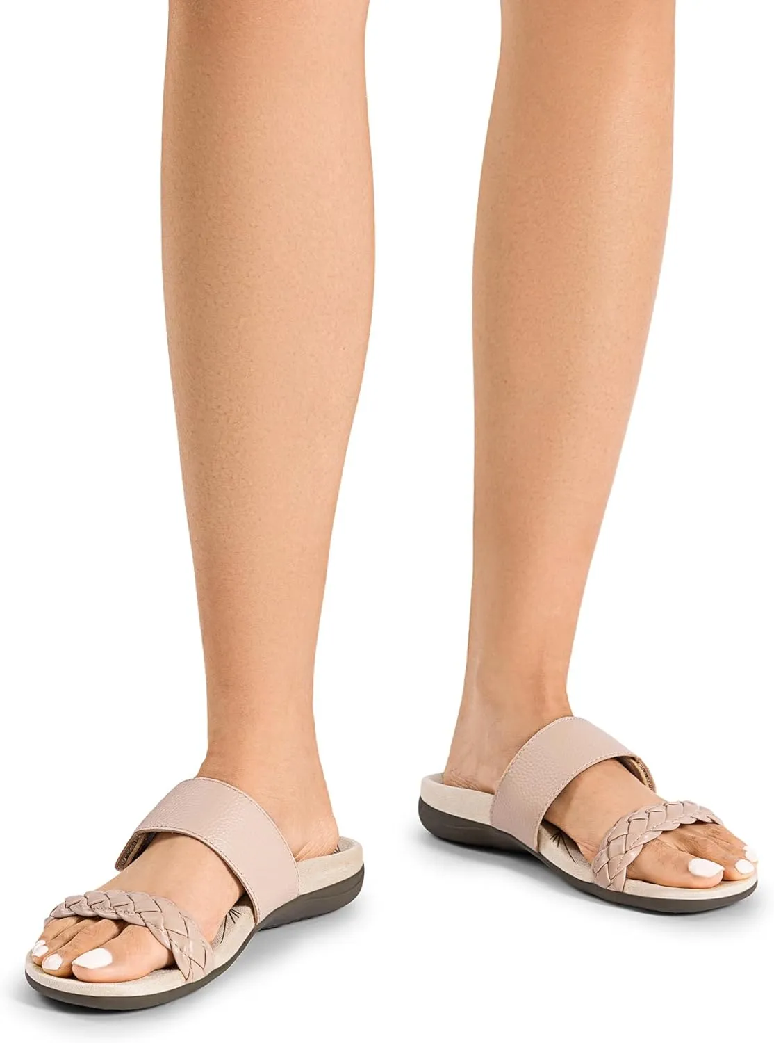 DREAM PAIRS Women's Arch Support Slides Flat Sandals Soft Cushion Slippers With Adjustable Straps
