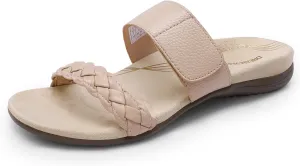 DREAM PAIRS Women's Arch Support Slides Flat Sandals Soft Cushion Slippers With Adjustable Straps