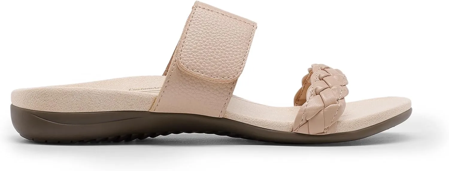 DREAM PAIRS Women's Arch Support Slides Flat Sandals Soft Cushion Slippers With Adjustable Straps