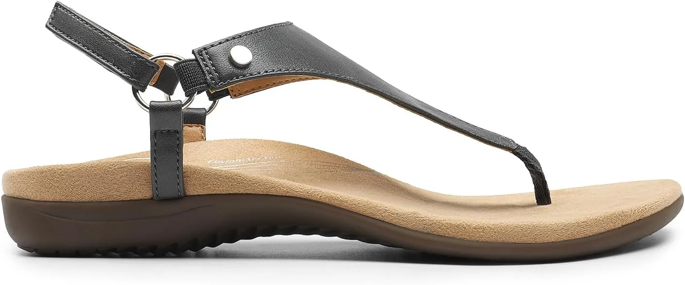 DREAM PAIRS Women's Flat Sandals Arch Support Orthopedic Comfortable Soft Cushion Summer T-Strap Walking Thong Sandals