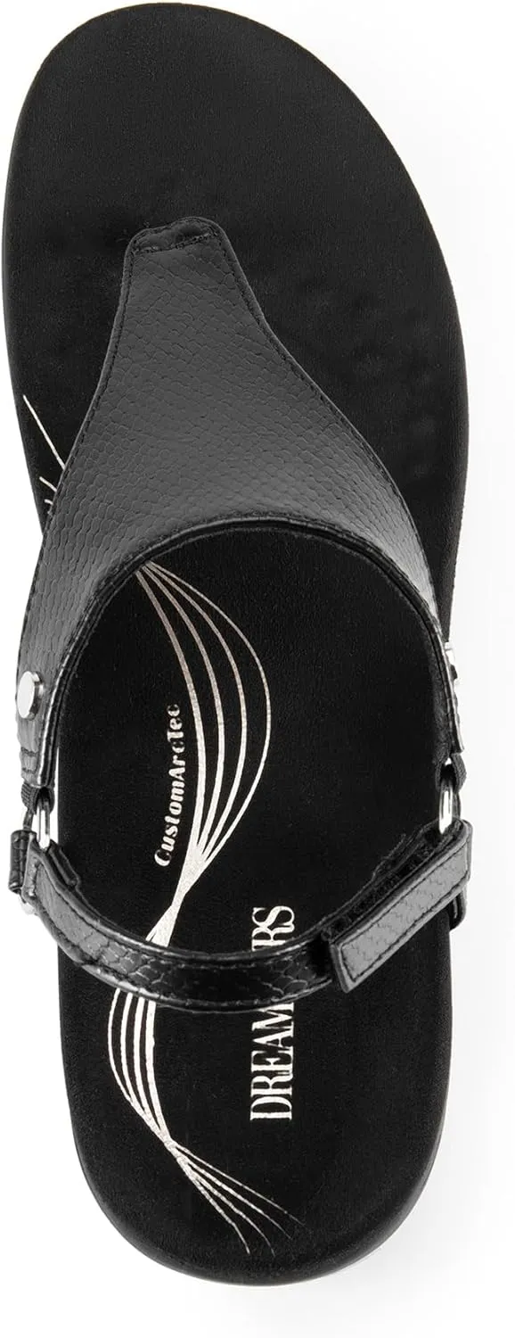 DREAM PAIRS Women's Flat Sandals Arch Support Orthopedic Comfortable Soft Cushion Summer T-Strap Walking Thong Sandals