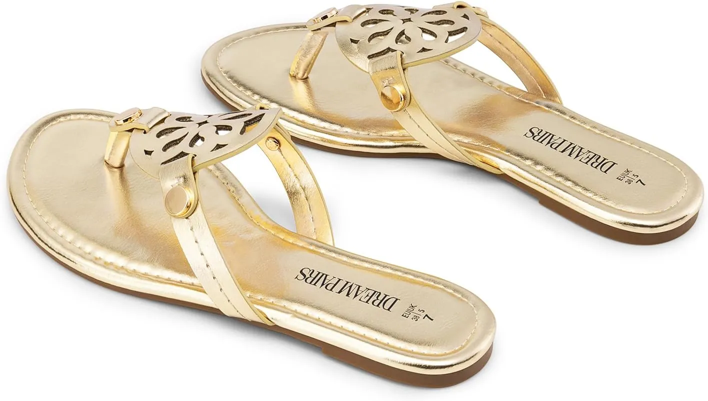 DREAM PAIRS Women's Flip Flops Comfortable Soft Cushion Slide Slip on Summer Beach Thong Flat Sandals