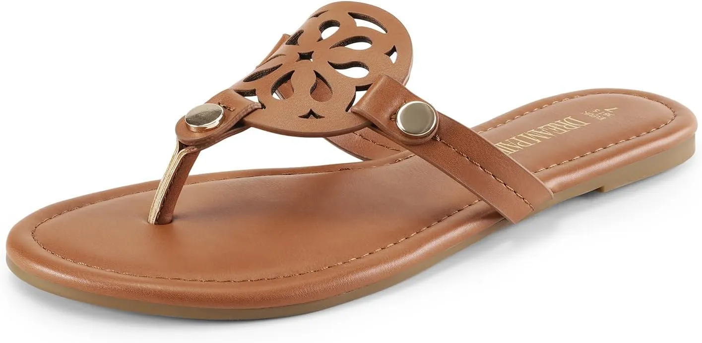 DREAM PAIRS Women's Flip Flops Comfortable Soft Cushion Slide Slip on Summer Beach Thong Flat Sandals