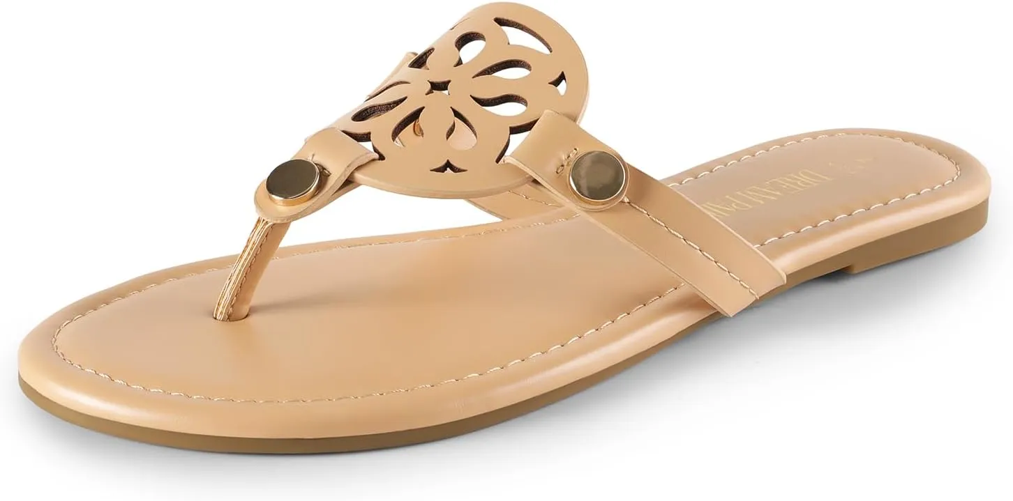 DREAM PAIRS Women's Flip Flops Comfortable Soft Cushion Slide Slip on Summer Beach Thong Flat Sandals
