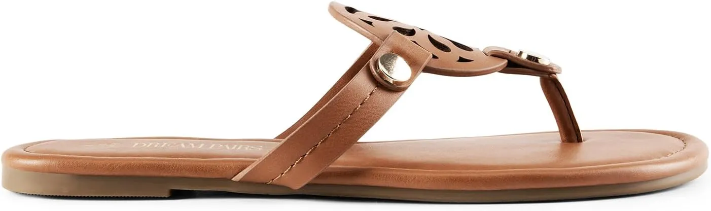 DREAM PAIRS Women's Flip Flops Comfortable Soft Cushion Slide Slip on Summer Beach Thong Flat Sandals