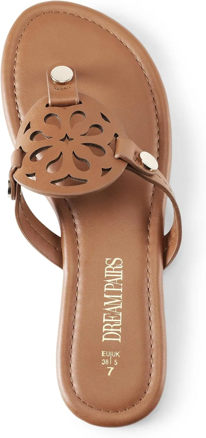 DREAM PAIRS Women's Flip Flops Comfortable Soft Cushion Slide Slip on Summer Beach Thong Flat Sandals