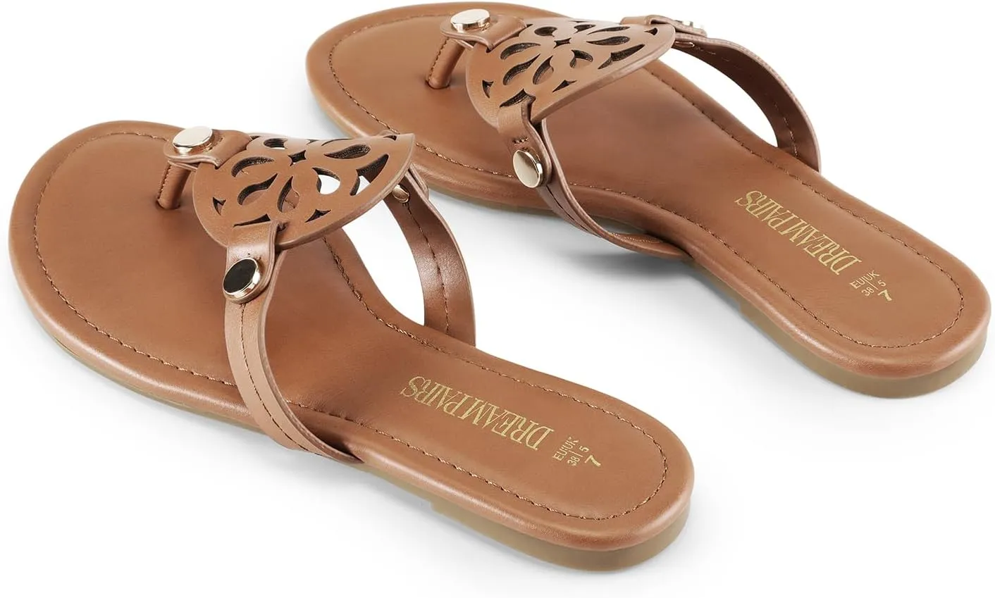 DREAM PAIRS Women's Flip Flops Comfortable Soft Cushion Slide Slip on Summer Beach Thong Flat Sandals