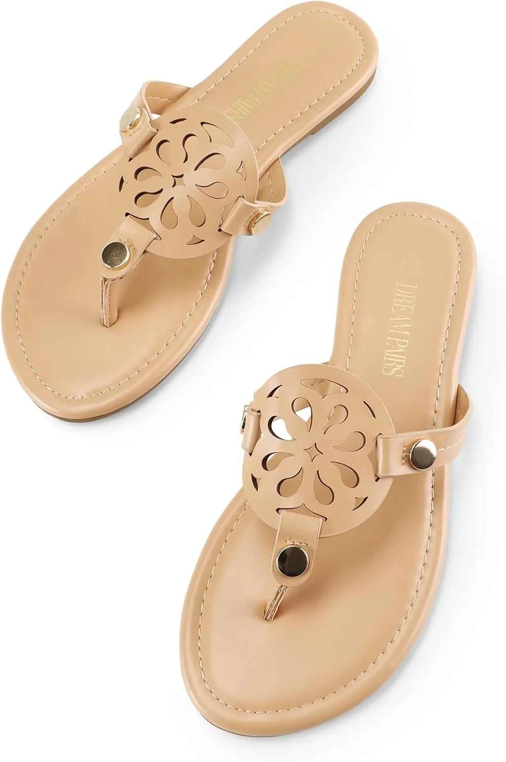 DREAM PAIRS Women's Flip Flops Comfortable Soft Cushion Slide Slip on Summer Beach Thong Flat Sandals