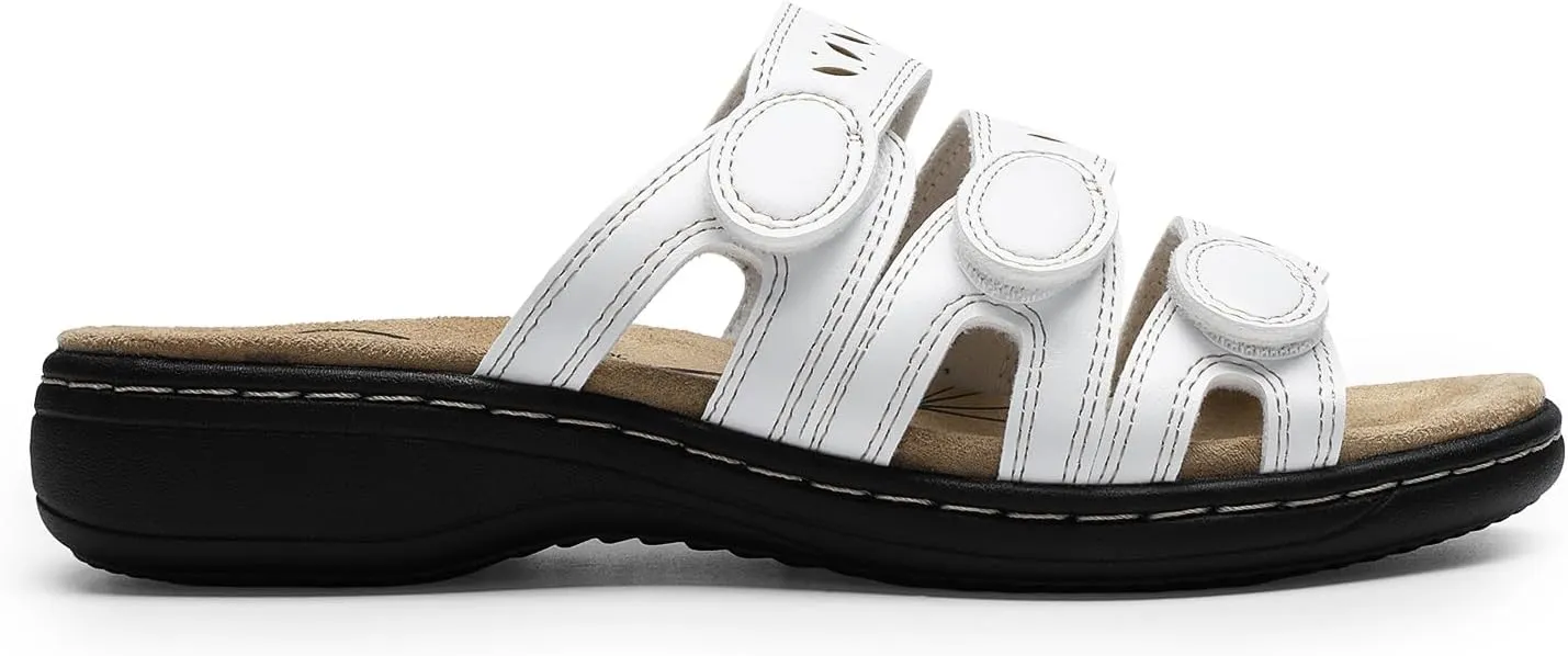 DREAM PAIRS Women's Slide Sandals Comfortable Arch Support Casual Walking Sandals Adjustable Straps Slip On Low Wedge Flat Sandals