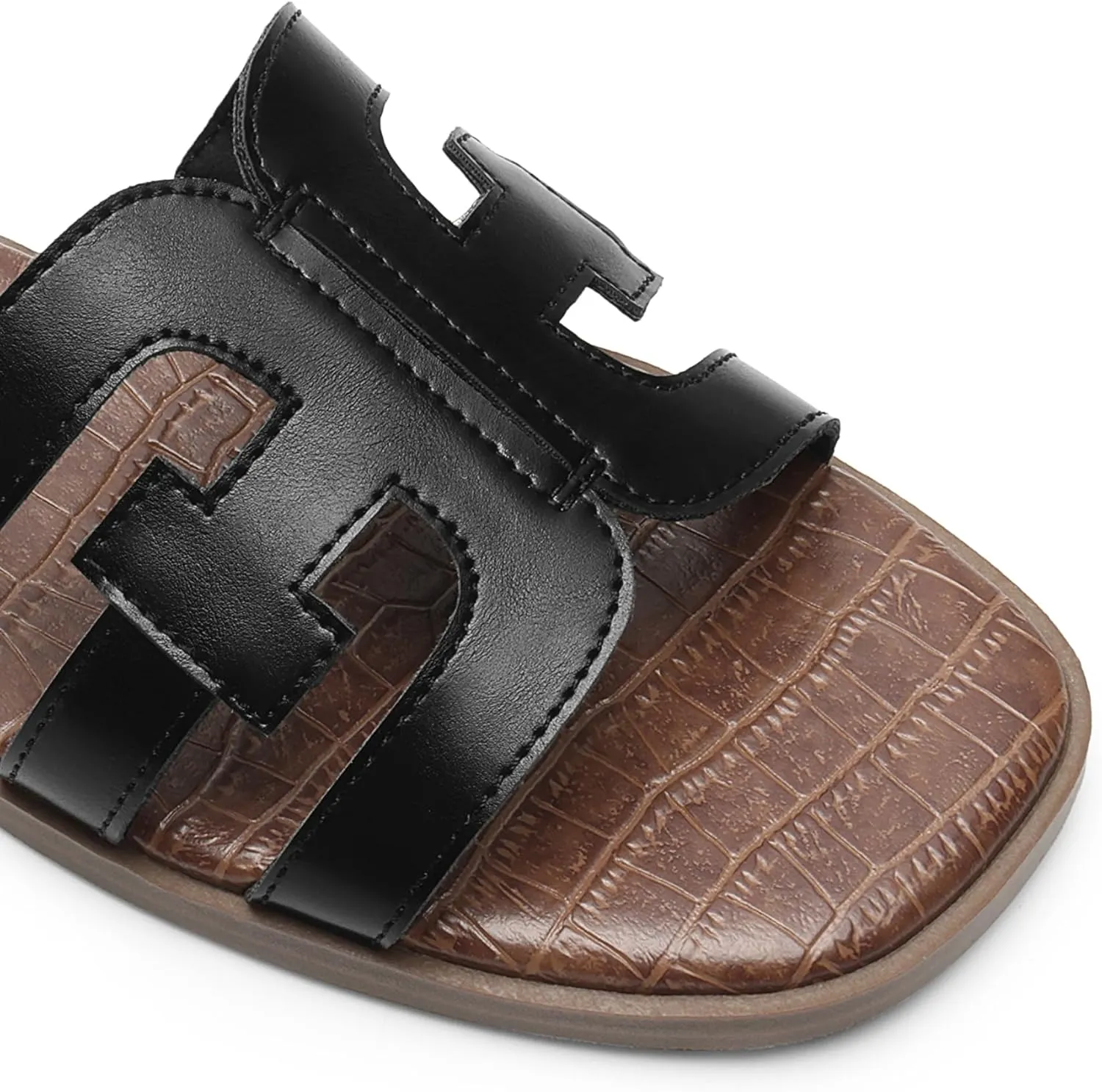 DREAM PAIRS Women's Slip-on Slides Open Toe Dressy Flat Slide Sandals Fashion Classic Summer Beach Slippers