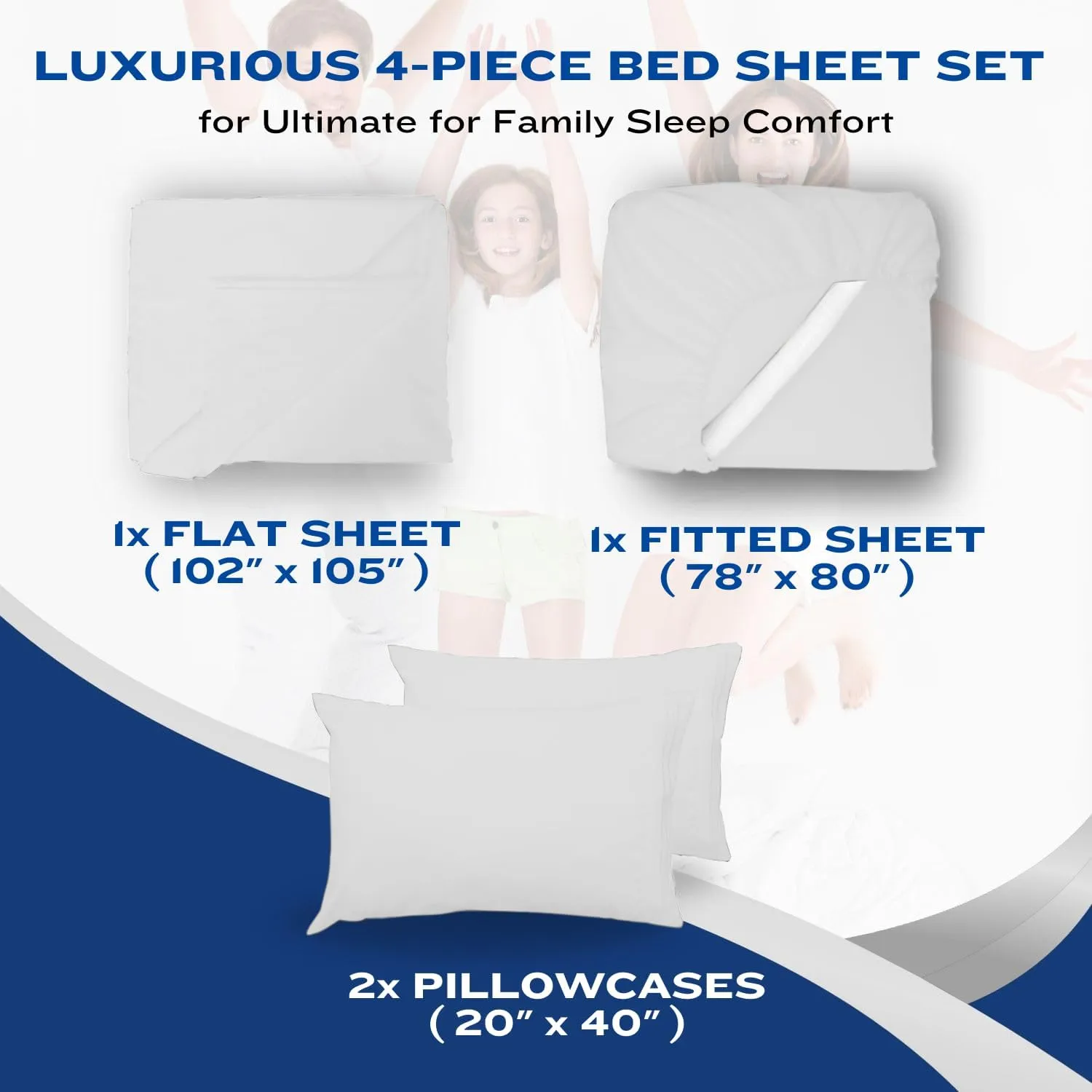 DREAMCARE Twin XL Sheet Set - Cooling Bed Sheets - 4pc Set - Up to 15" Deep Pocket Sheets - Soft & Long Lasting 100% Fine Brushed Polyester with Side Pocket - White
