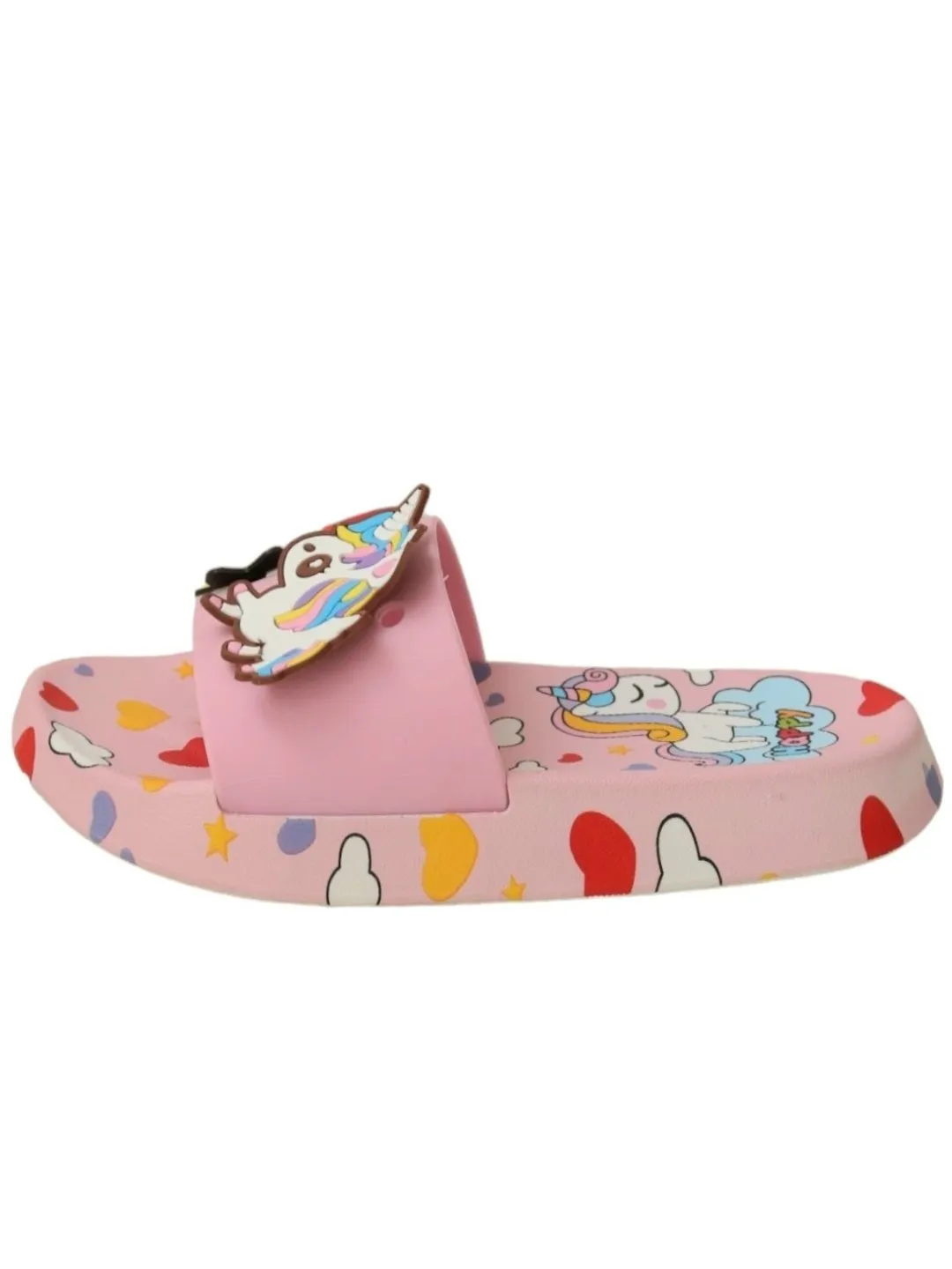 Dreamy Unicorn  Sliders - Soft Pink  with Rainbow and Unicorn Decorations for Girls