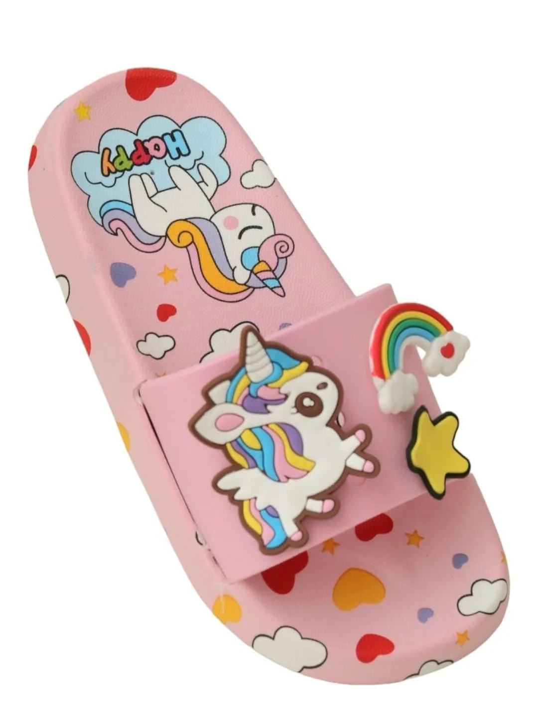 Dreamy Unicorn  Sliders - Soft Pink  with Rainbow and Unicorn Decorations for Girls