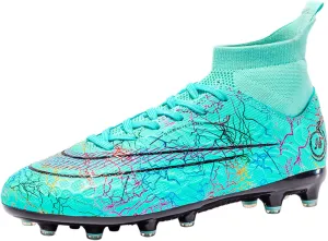 DRESER Competitive Unisex Soccer Shoes Men Women Indoor Outdoor Football Boots Athletic Turf Cleat Running Sports Lightweight Breathable Anti-Skid Damping Shoes