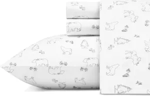 Eddie Bauer Home | Percale Collection Sheet Set-100% Cotton, Crisp & Cool, Lightweight & Moisture-Wicking Bedding, Queen, Animal Tracks