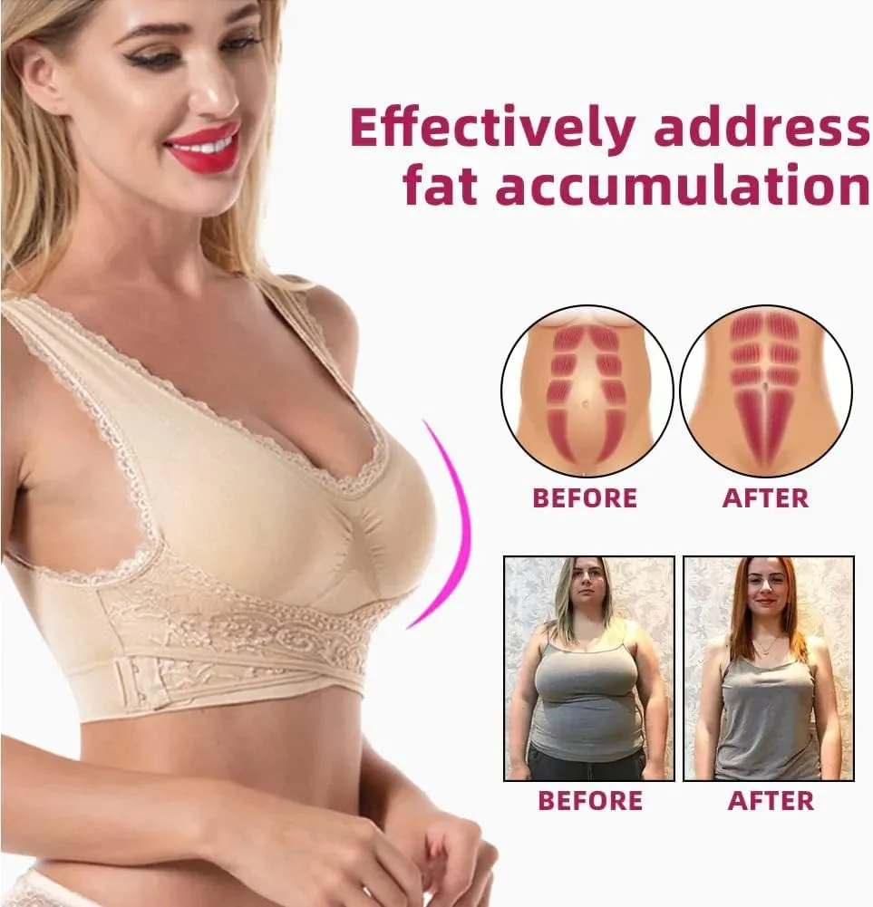 EllieLift Bra, Ellie Lift Bra, Ellielift Comfy Corset Bra Front Cross Side Buckle Lace Bra, Kendally Bras For Older Women