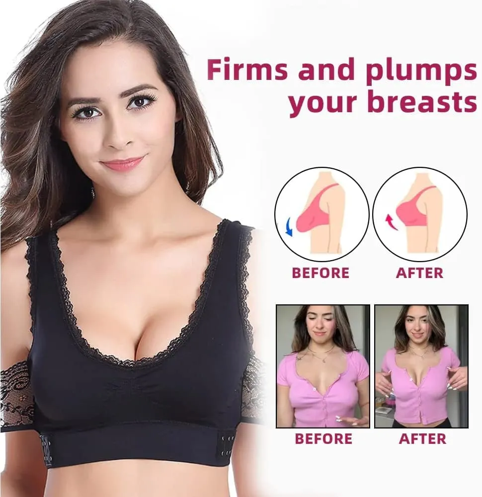 EllieLift Bra, Ellie Lift Bra, Ellielift Comfy Corset Bra Front Cross Side Buckle Lace Bra, Kendally Bras For Older Women