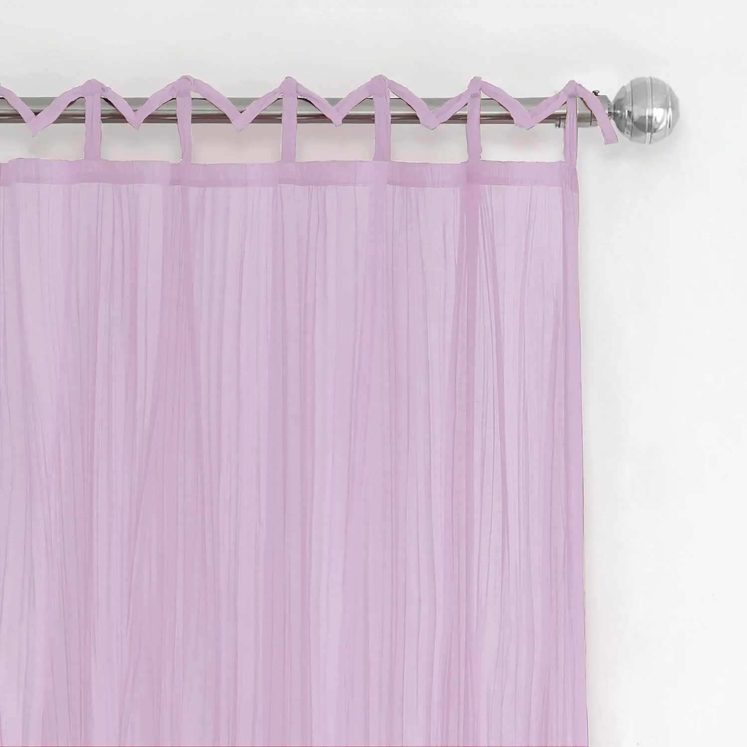 Elrene Home Fashions Greta Juvenile Teen or Tween Tab Top Sheer Single Window Curtain Drape, 50 in x 95 in (1 Panel), Soft Pink