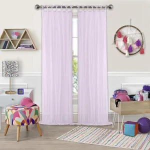 Elrene Home Fashions Greta Juvenile Teen or Tween Tab Top Sheer Single Window Curtain Drape, 50 in x 95 in (1 Panel), Soft Pink