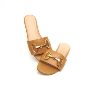 Essential Comfy Tan Horsebit Slide Sandals
