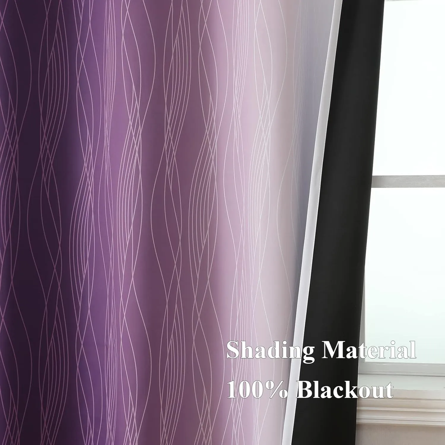 Estelar Textiler Purple and Greyish White Ombre Blackout Curtains 84 Inches Long, Full Room Darkening Grommet Curtains for Bedroom, Thermal Insulated Blackout Drapes for Living Room, 52Wx84L, 2 Panels