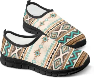 Ethnic Tribe Slip On Shoes for Men,Women Comfortable Leisure Slippers Elastic Black Outsole Walking Sneaker