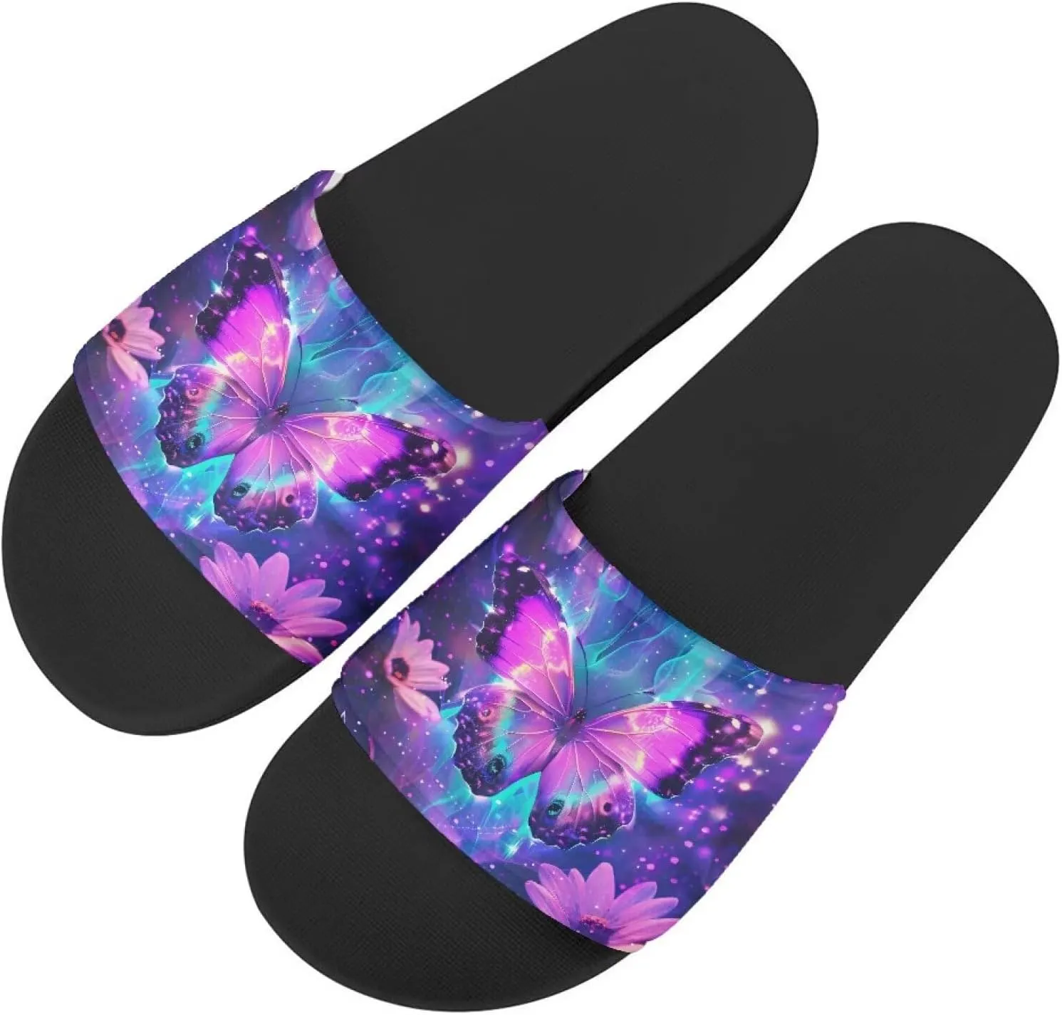 EVA Single Band Slide Sandals, Sunflowers Pattern Soft Sole Open Toe Non Slip Flat Sandals for Women Men