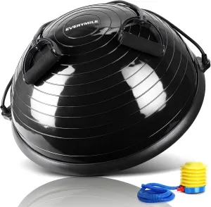 EVERYMILE Balance Ball Trainer with Resistance Bands & Pump Stability, 23.6 inch Yoga Exercise Ball for Home Gym Core Training Anti-Skid Surface