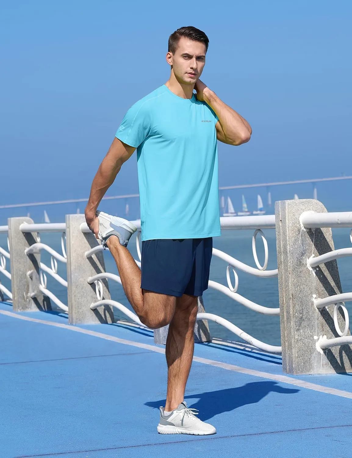 EZRUN Men's Lightweight Short Sleeve T-Shirt Quick Dry Workout Running Athletic Swim Shirts Fishing Rash Guard