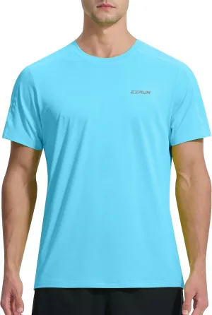 EZRUN Men's Lightweight Short Sleeve T-Shirt Quick Dry Workout Running Athletic Swim Shirts Fishing Rash Guard
