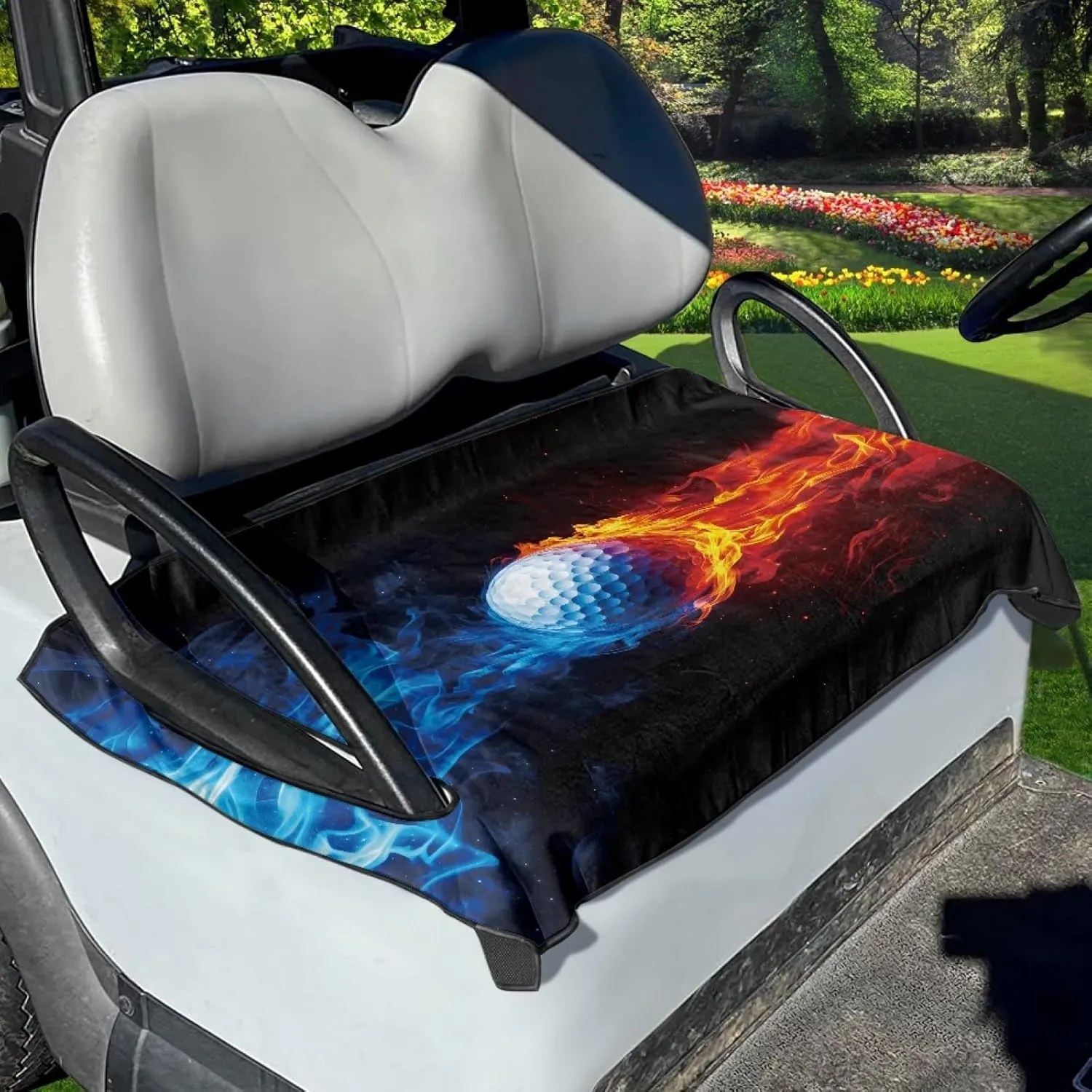 Fashion Print Golf Cart Seat Covers,Universal Golf Cart Seat Towel Fit 2 Seats,Easy to Install