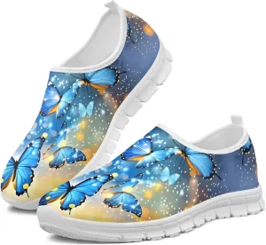 Fashion Print Womens Slip on Walking Shoes Breathable Flat Shoes Comfortable Casual Sneakers