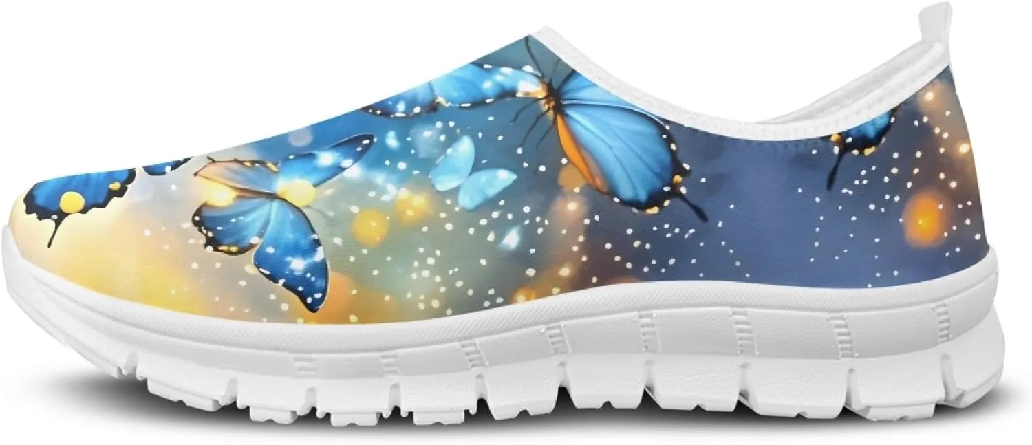 Fashion Print Womens Slip on Walking Shoes Breathable Flat Shoes Comfortable Casual Sneakers