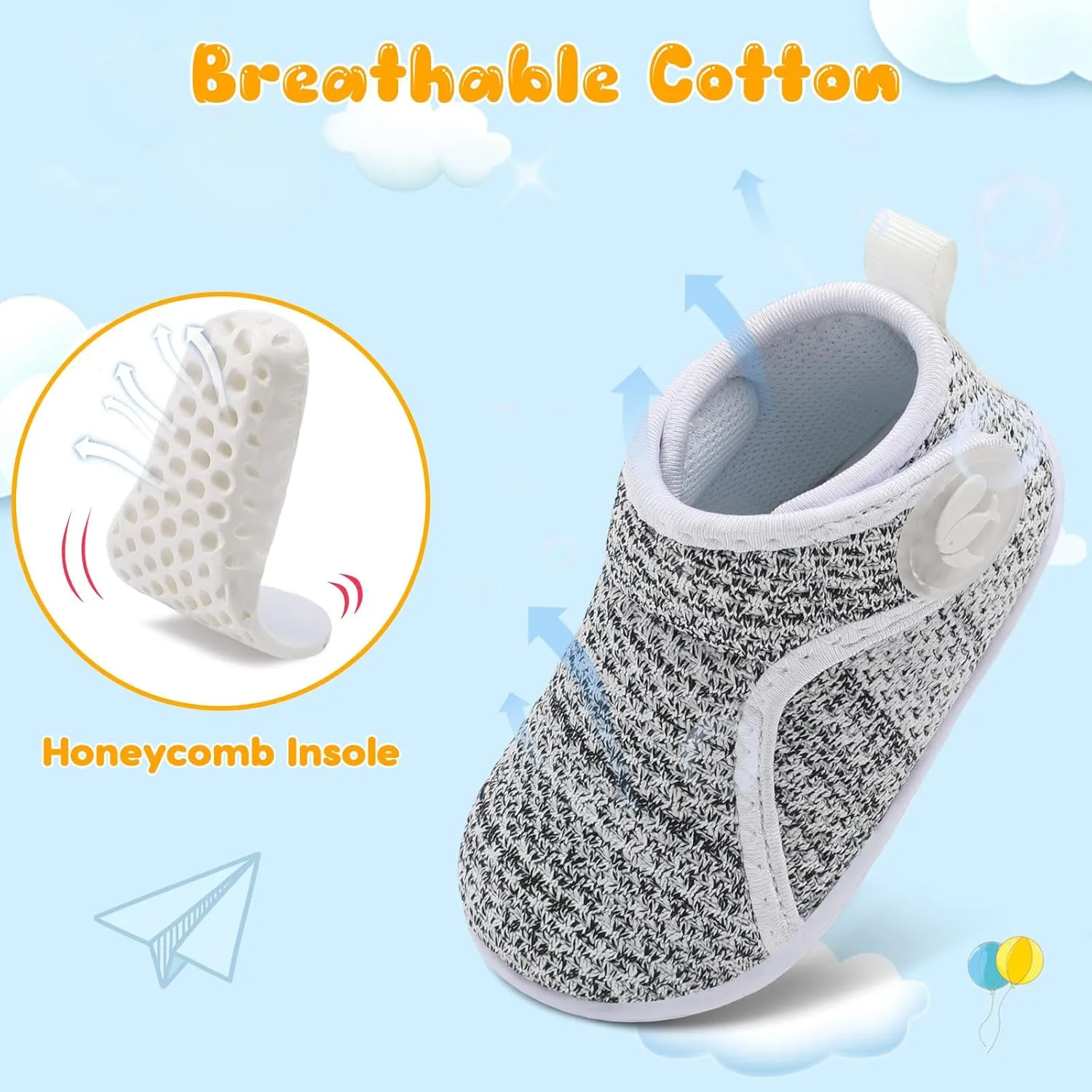 FEETCITY Lightweight Baby Sock Shoes Baby Walking Shoes Boys Girls Infant High-Top Shoe 12-18 Months