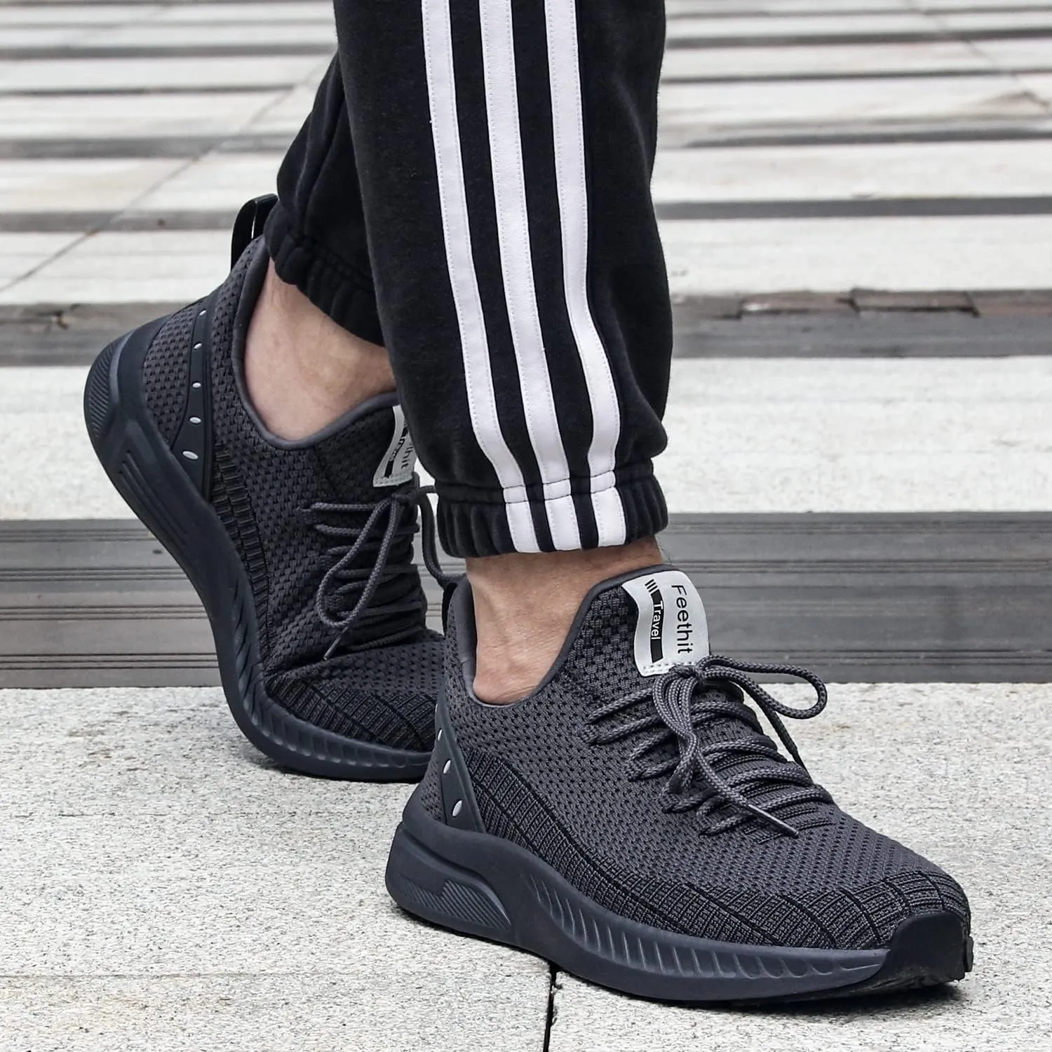 Feethit Mens Slip On Walking Shoes Blade Tennis Shoes Non Slip Running Shoes Lightweight Workout Shoes Breathable Mesh Fashion Sneakers