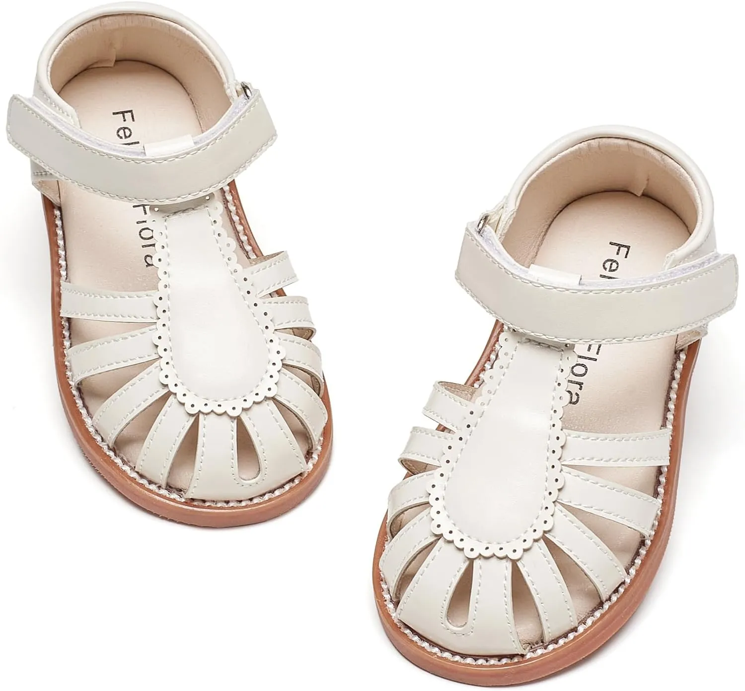 Felix & Flora Toddler Girls Sandals Flower Girl Shoes Soft Rubber Princess Summer Flat Shoes