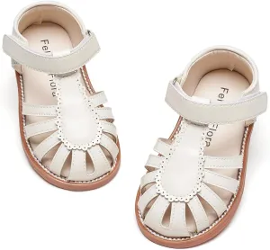 Felix & Flora Toddler Girls Sandals Flower Girl Shoes Soft Rubber Princess Summer Flat Shoes