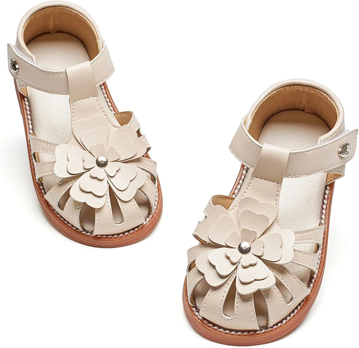Felix & Flora Toddler Girls Sandals Flower Girl Shoes Soft Rubber Princess Summer Flat Shoes