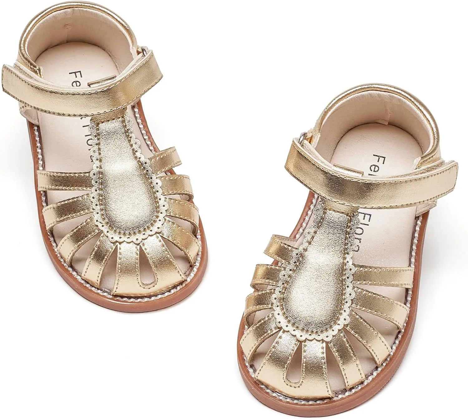 Felix & Flora Toddler Girls Sandals Flower Girl Shoes Soft Rubber Princess Summer Flat Shoes