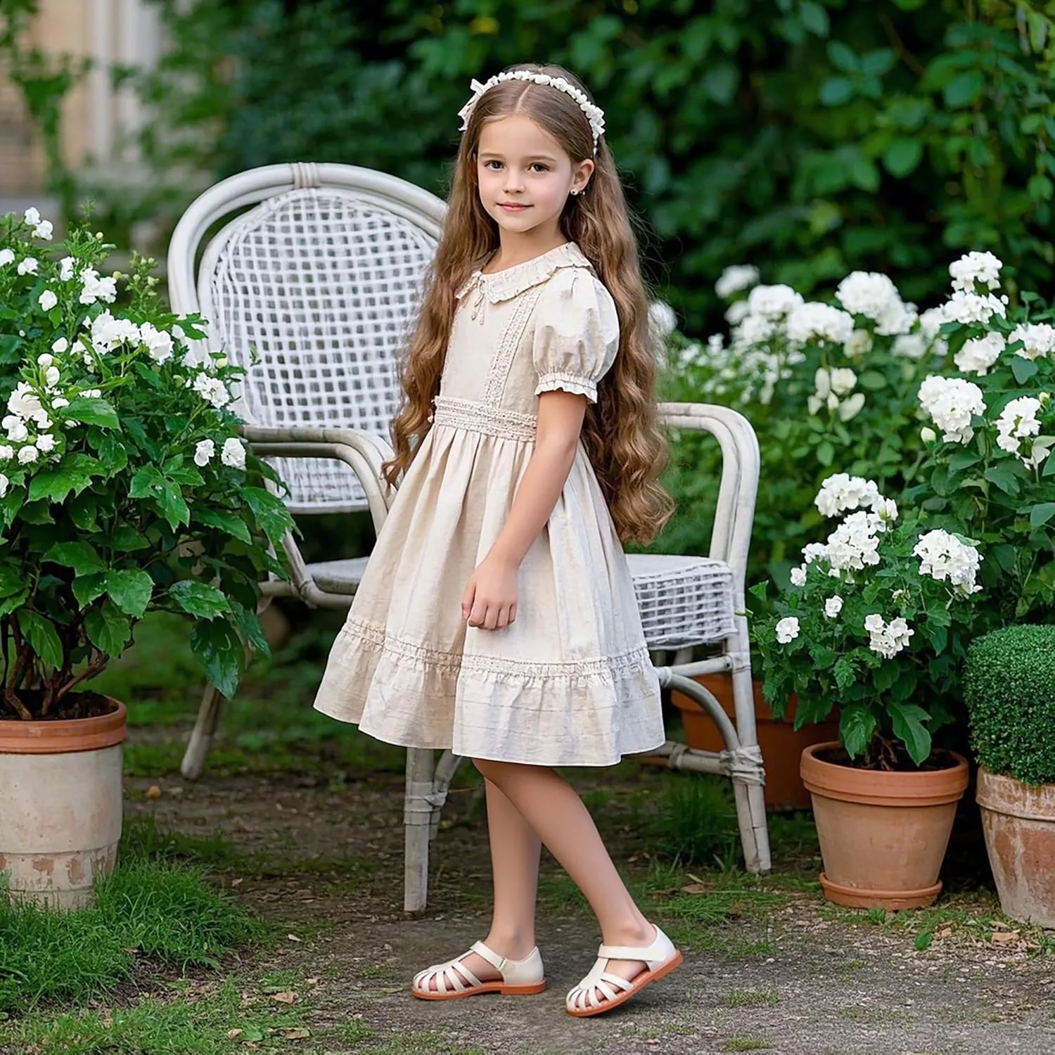 Felix & Flora Toddler Girls Sandals Flower Girl Shoes Soft Rubber Princess Summer Flat Shoes