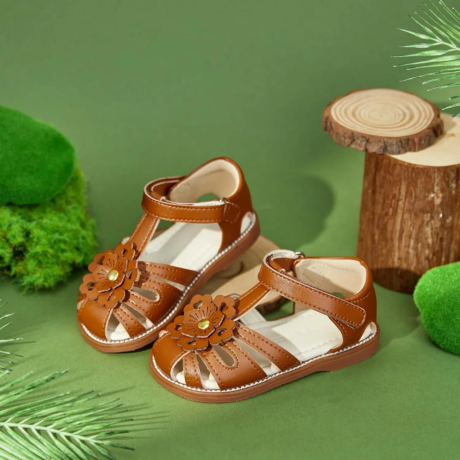 Felix & Flora Toddler Girls Sandals Soft Rubber Princess Flat Shoes Summer Flower Girl Shoes