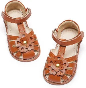 Felix & Flora Toddler Girls Sandals Soft Rubber Princess Flat Shoes Summer Flower Girl Shoes
