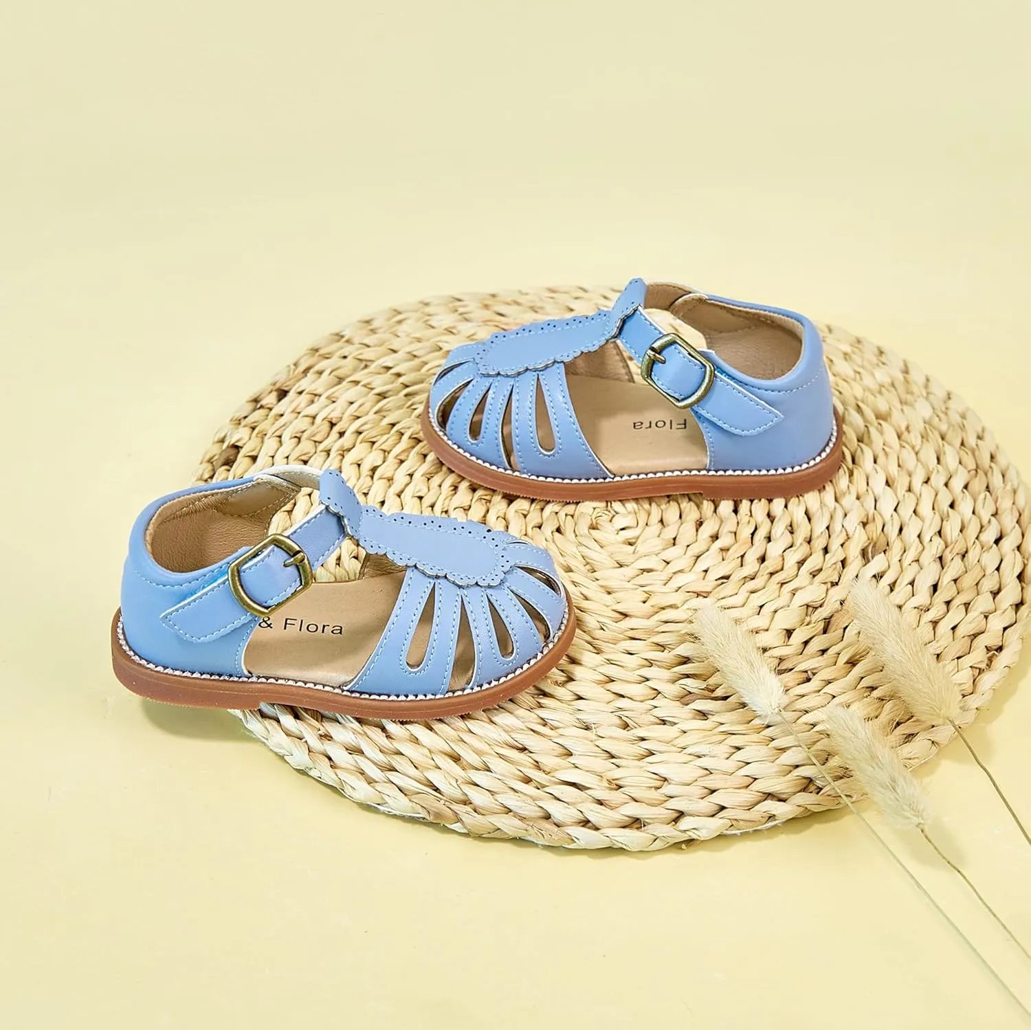 Felix & Flora Toddler Girls Sandals Soft Rubber Princess Flat Shoes Summer Flower Girl Shoes
